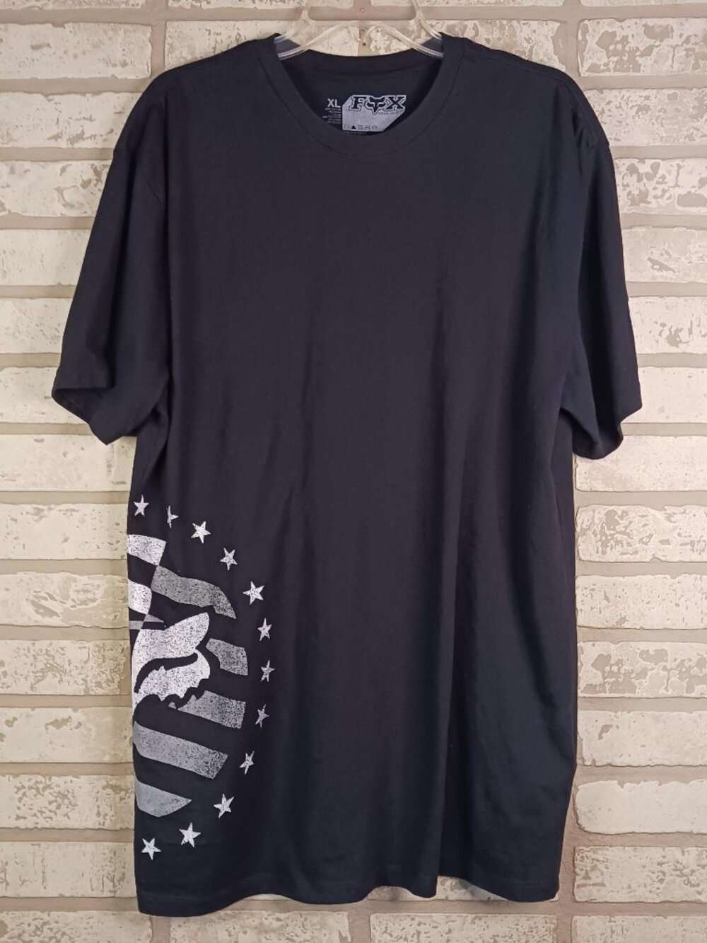 Fox Mens XL Black T Shirt Short Sleeve Regular Fit Cotton Polyester Fox Racing